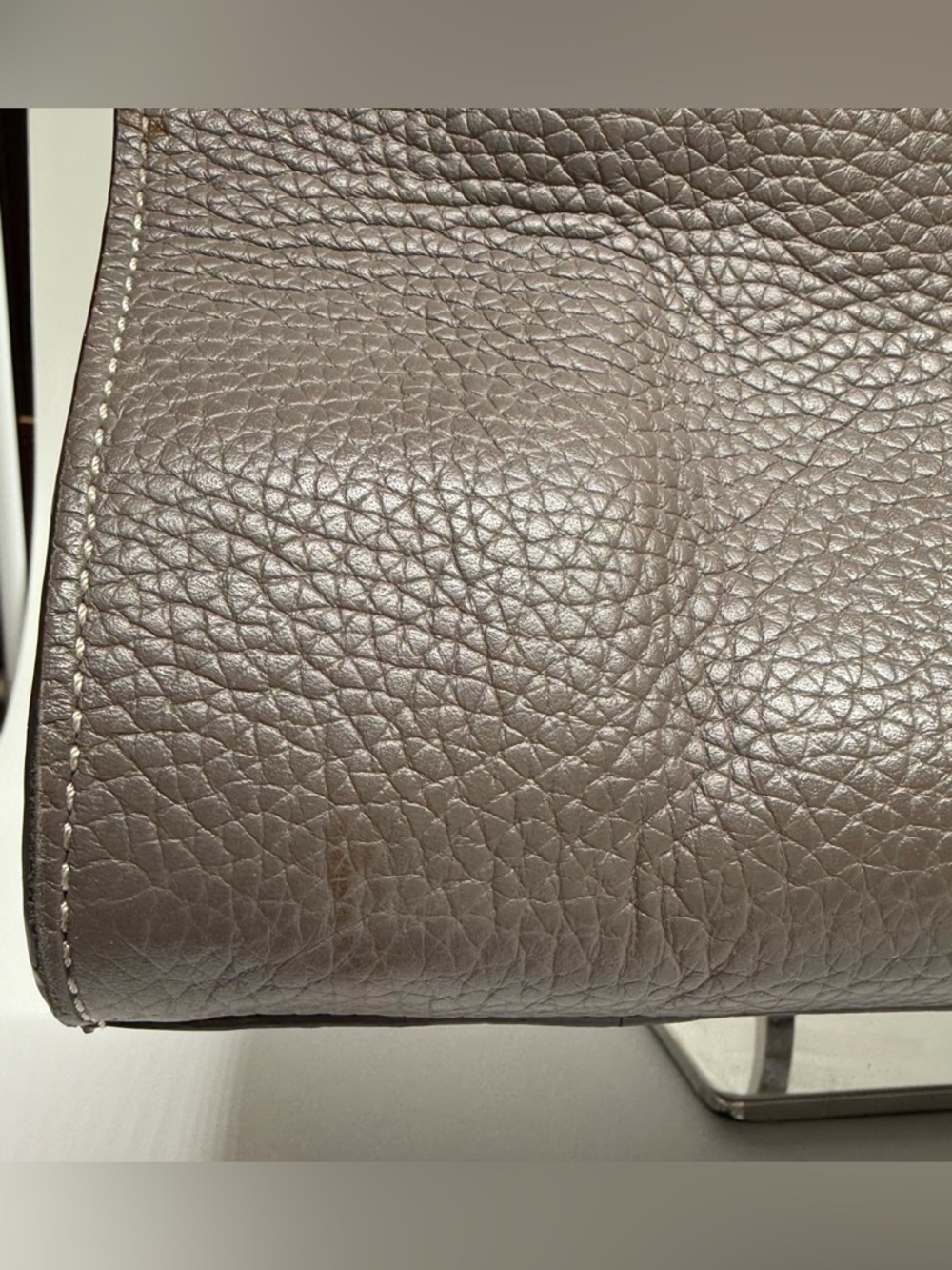 Dooney & Bourke Pebbled Leather Tote Gray Brown Tassel Shoulder Bag Large - Picture 10 of 13